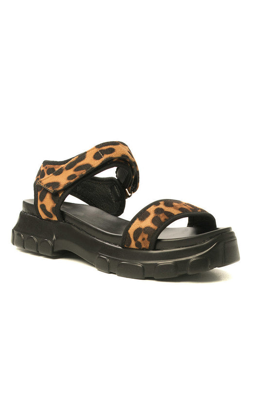Leopard Strap Chunky Sandals – Faux Suede
