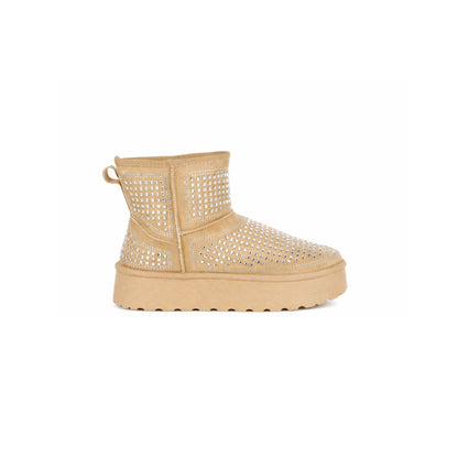 Xoras Rhinestone Chunky Ankle Boots – Flatform Heel