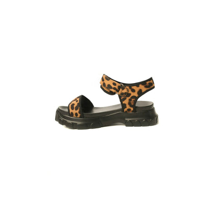 Leopard Strap Chunky Sandals – Faux Suede