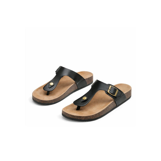 Black Buckle Minimalist Mules – Adjustable Strap