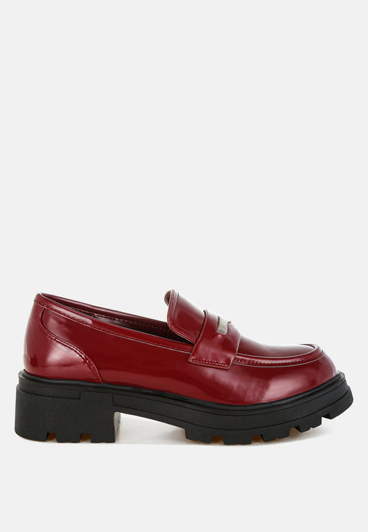 Gleam Stride Chunky Loafers – Faux Leather Platform | MP Shoes