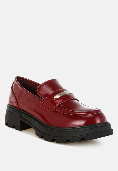 Gleam Stride Chunky Loafers – Faux Leather Platform