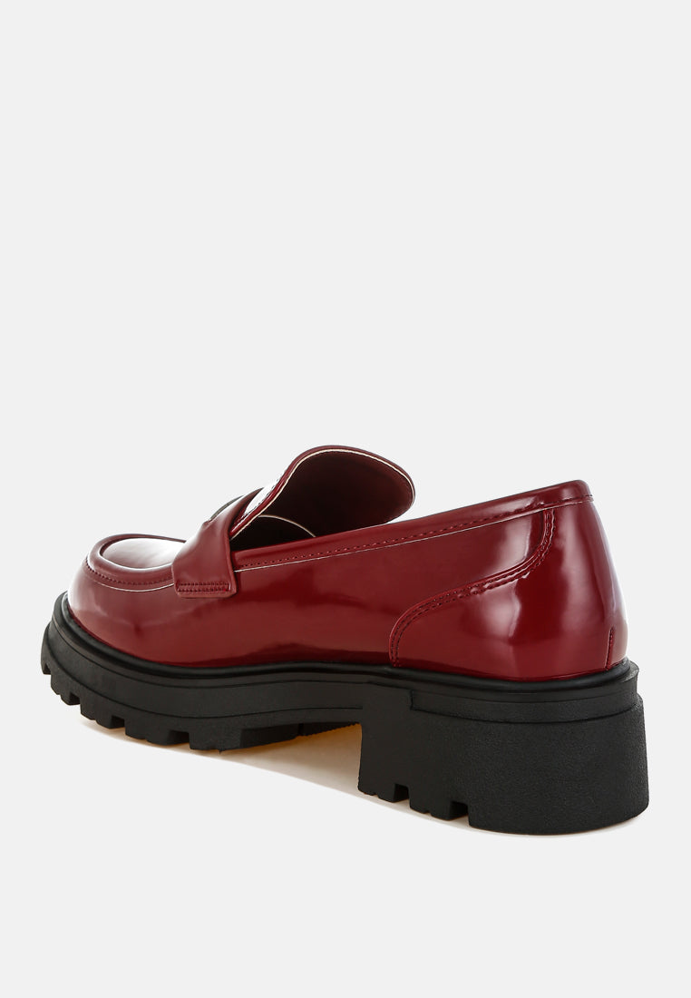 Gleam Stride Chunky Loafers – Faux Leather Platform