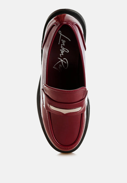Gleam Stride Chunky Loafers – Faux Leather Platform