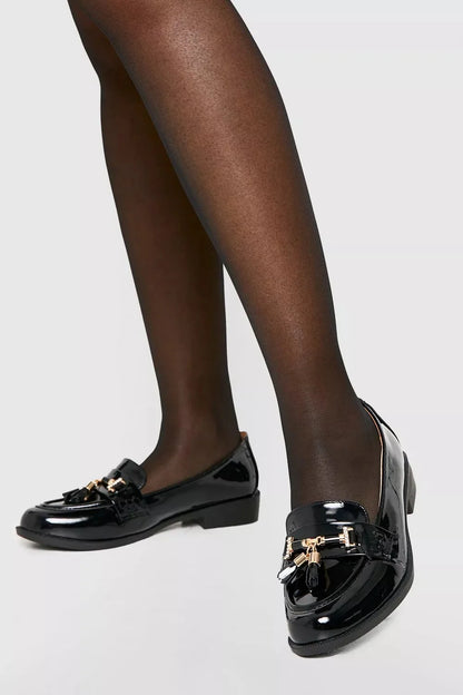 Black Patent Horsebit Tassel Loafers