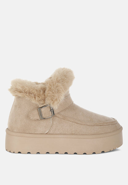 Linka Pin Buckle Snow Boots – Faux Fur Winter Boots