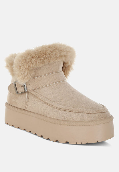 Linka Pin Buckle Snow Boots – Faux Fur Winter Boots