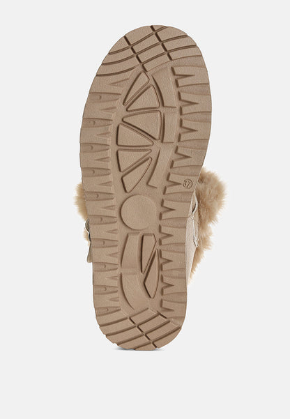 Linka Pin Buckle Snow Boots – Faux Fur Winter Boots