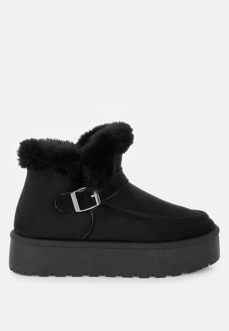 Linka Pin Buckle Snow Boots – Faux Fur Winter Boots