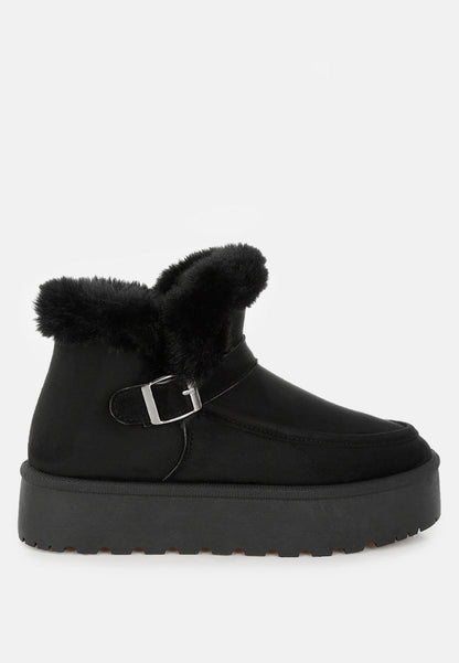 Linka Pin Buckle Snow Boots – Faux Fur Winter Boots