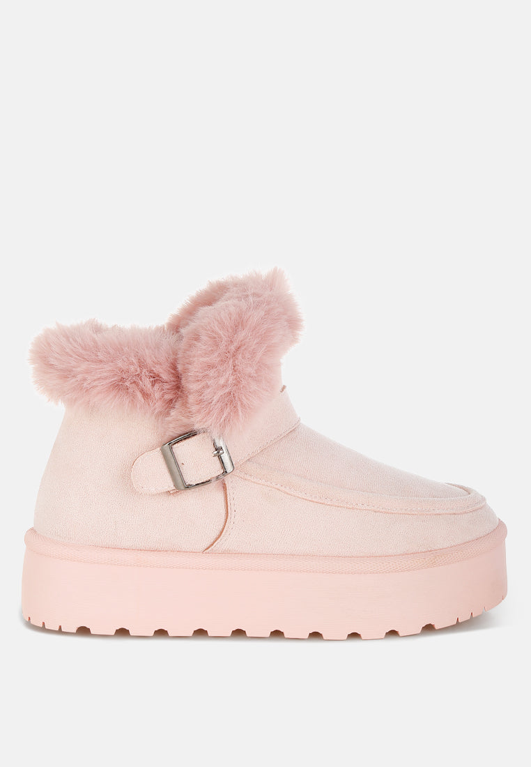 Linka Pin Buckle Snow Boots – Faux Fur Winter Boots