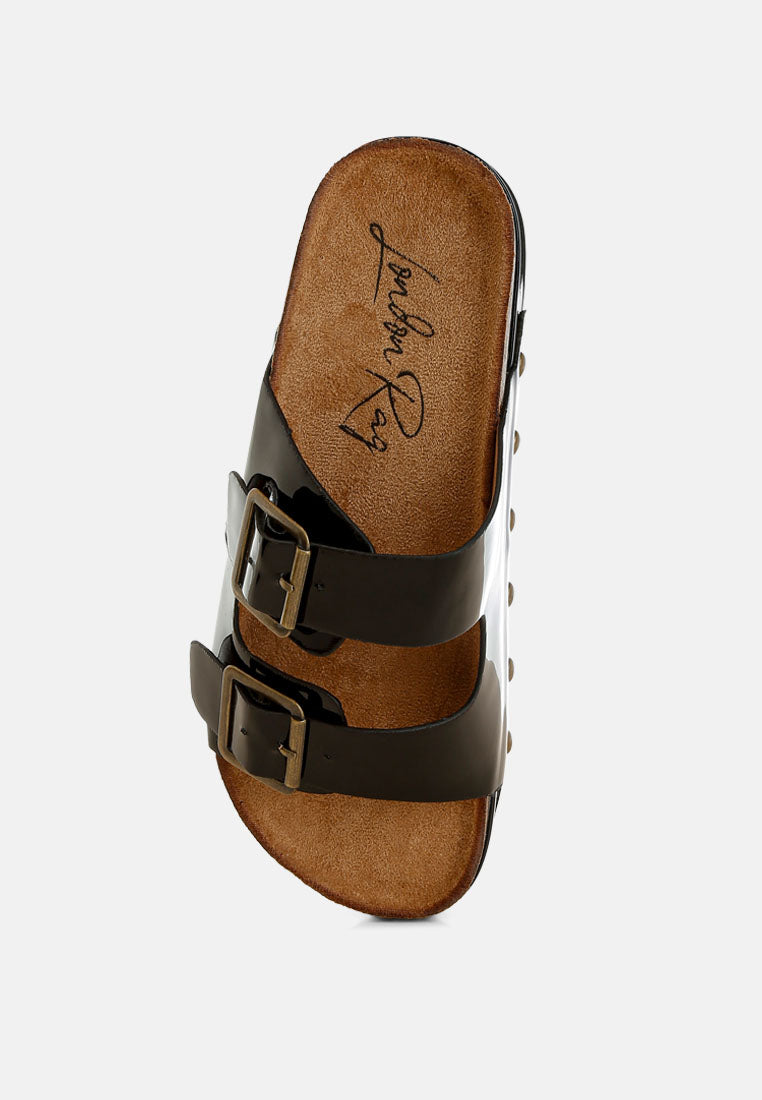 Merton Studded Flatform Slip Ons – Patent Faux Leather