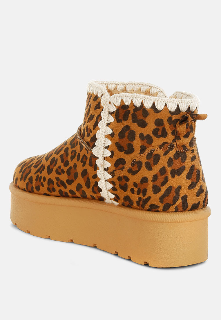 Rochas Leopard Print Snow Boots – Chunky Platform