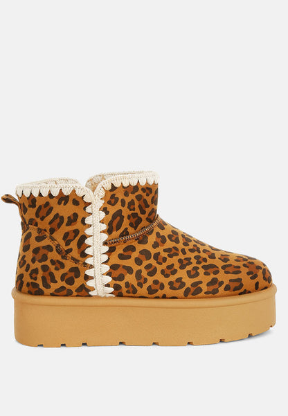 Rochas Leopard Print Snow Boots – Chunky Platform