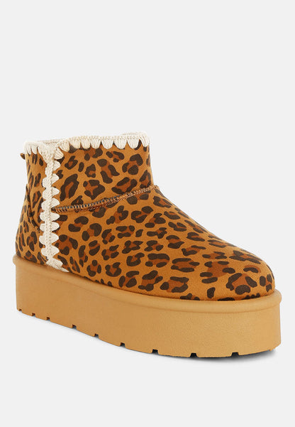 Rochas Leopard Print Snow Boots – Chunky Platform