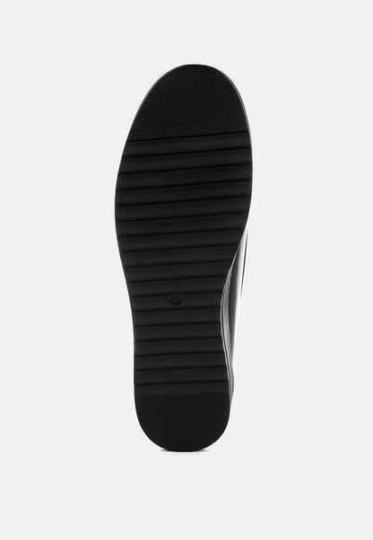 Strelka Tassel Flatform Loafers – Patent Faux Leather