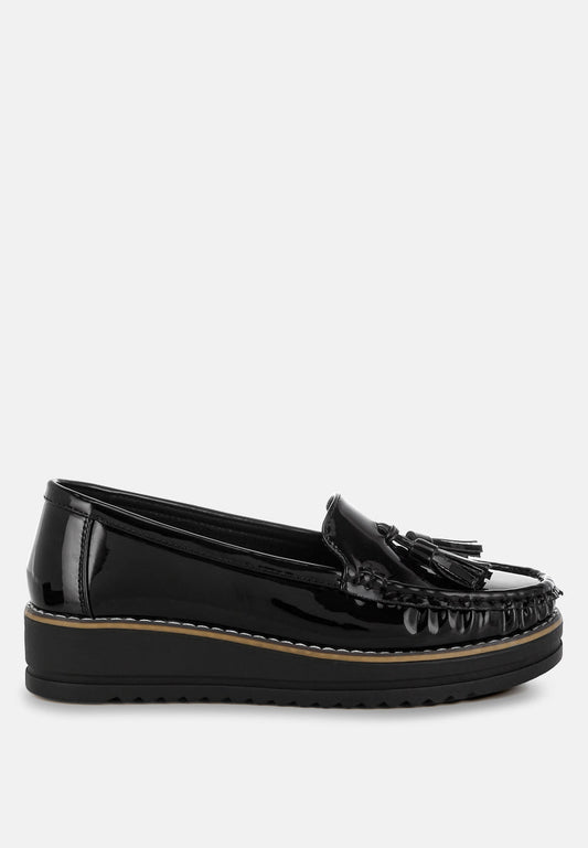 Strelka Tassel Flatform Loafers – Patent Faux Leather | MP Shoes