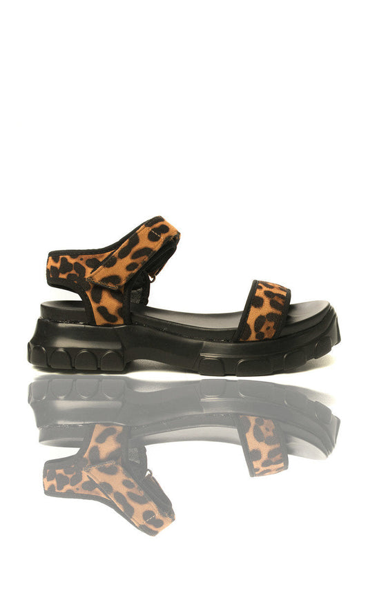 Leopard Strap Chunky Sandals – Faux Suede | MP Shoes